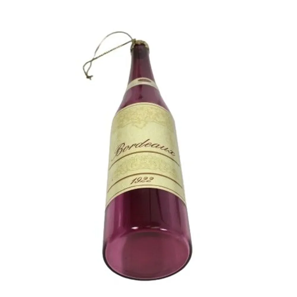 Old World Red Wine Bottle 1922 Bordeaux Glass Christmas Holiday Ornament SCF 6